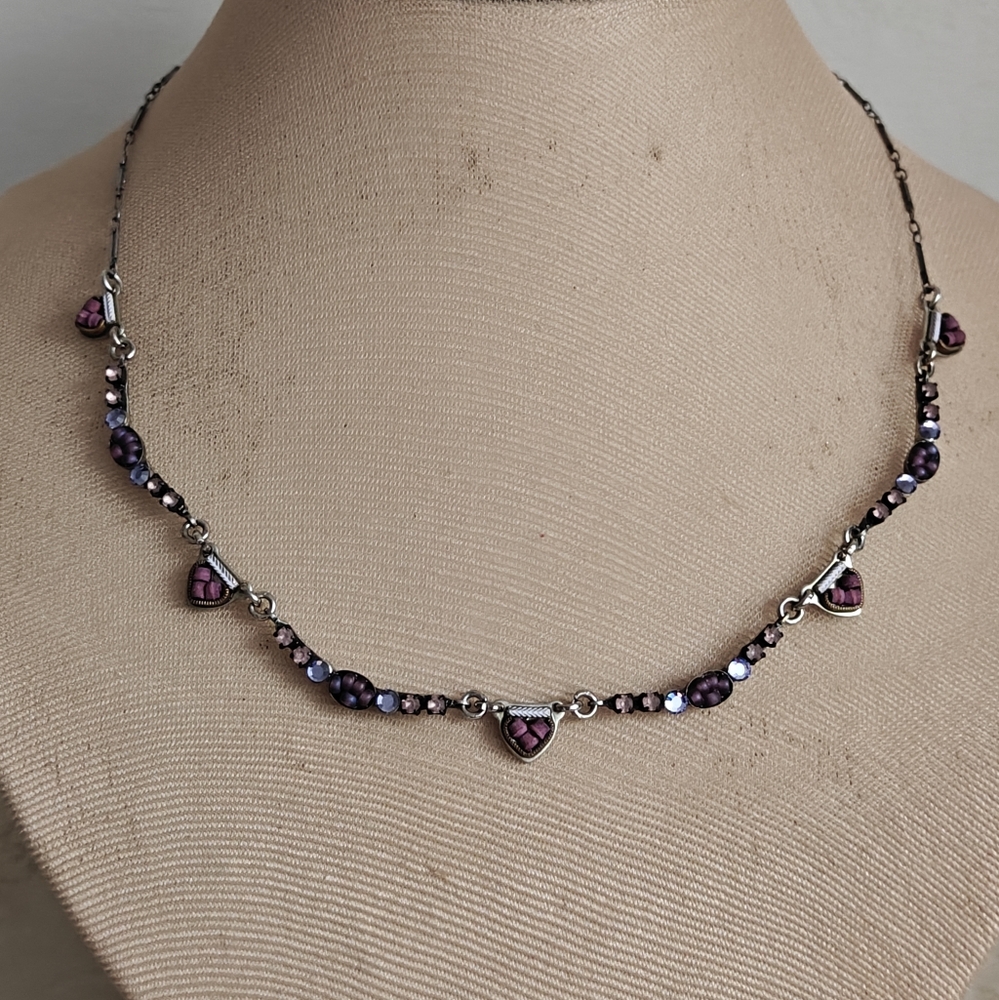 Designer Ayala Bar Purple & Antiqued Silver Necklace
